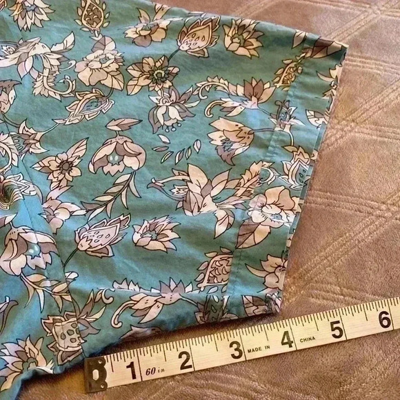 Tasso Elba Men’s Teal Floral Print Short Sleeve Button Front Shirt Size XXL. - Picture 10 of 10